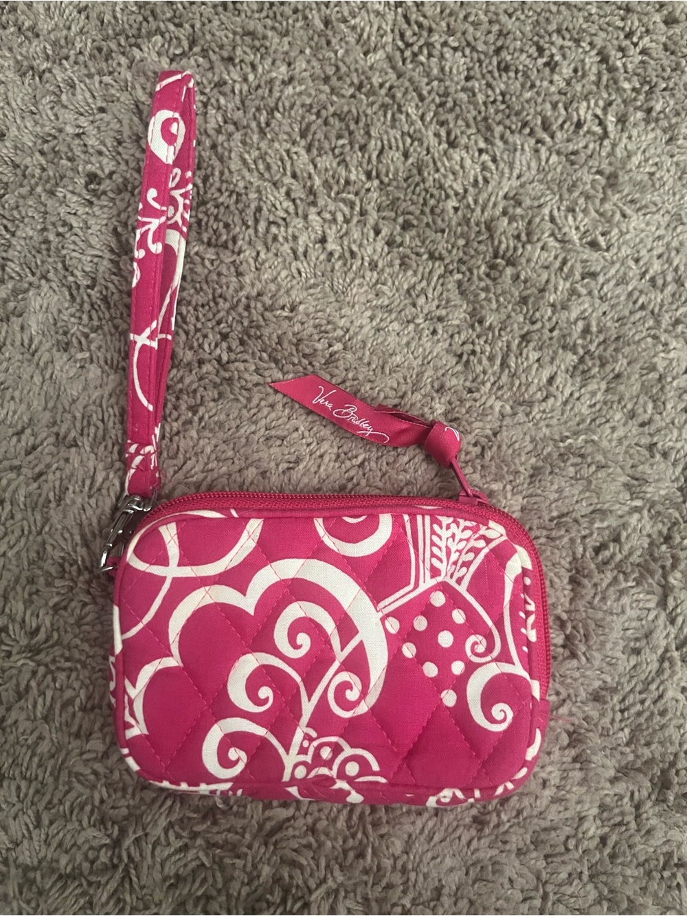 Vera Bradley Twirly Bird retired Pink Floral Wristlet